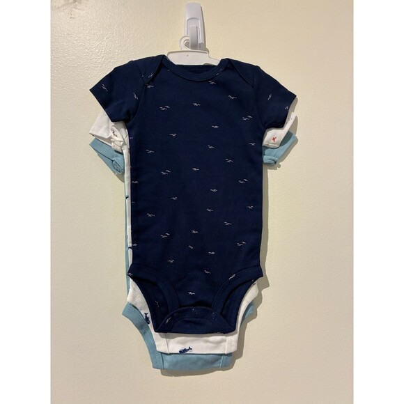 NWT Carter's Just One You 3-Pack Short-Sleeve Whale Bodysuits - 6M - Picture 2 of 3